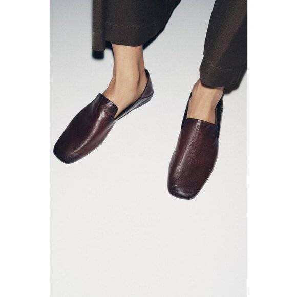 ZARA LEATHER LOAFERS WITH HIGH VAMP - Picture 3 of 7